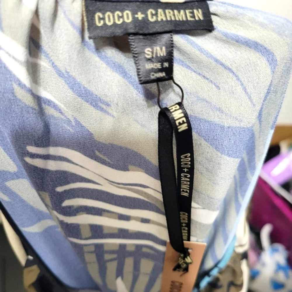 Coco + Carmen Tropical Leaf Print Dress S/M NWT - Picture 8 of 8